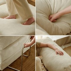 Convertible Beige Sofa Chair with Adjustable Backrest