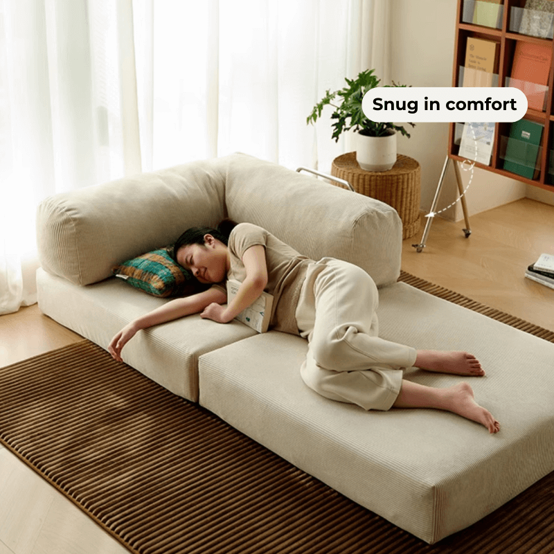 Convertible Beige Sofa Chair with Adjustable Backrest