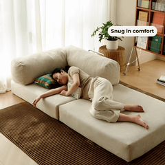 Convertible Beige Sofa Chair with Adjustable Backrest