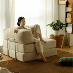 Convertible Beige Sofa Chair with Adjustable Backrest Main Product Image