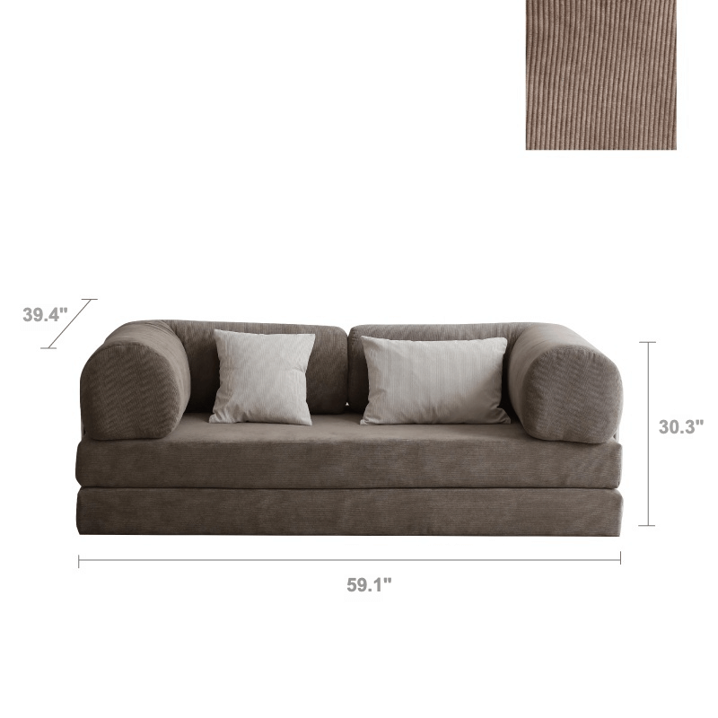 Convertible Sofa Bed With Corduroy Upholstery