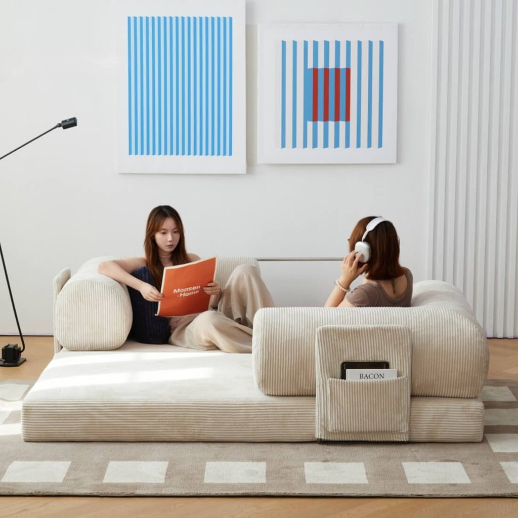 Convertible Sofa Bed With Corduroy Upholstery