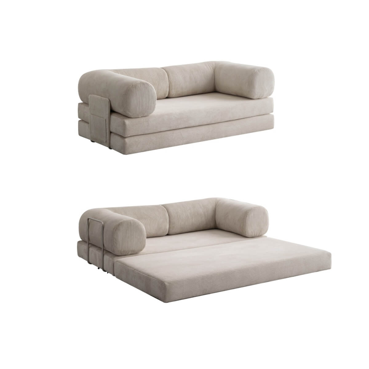Convertible Sofa Bed With Corduroy Upholstery