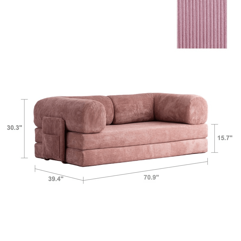 Convertible Sofa Bed With Corduroy Upholstery