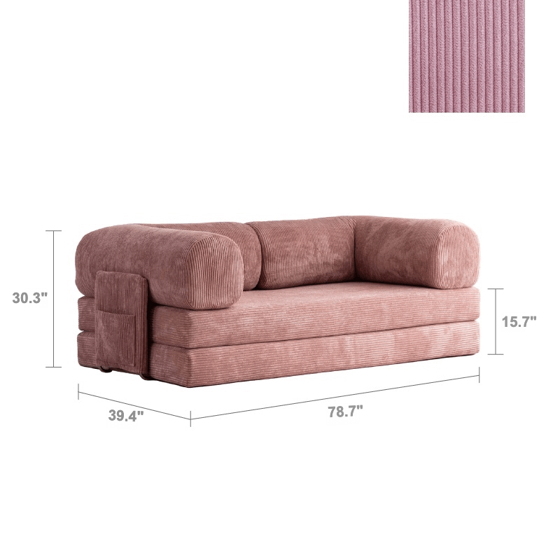 Convertible Sofa Bed With Corduroy Upholstery