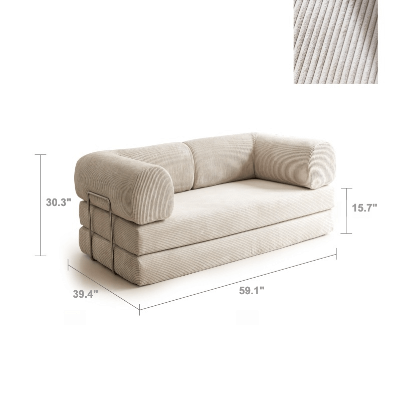 Convertible Sofa Bed With Corduroy Upholstery
