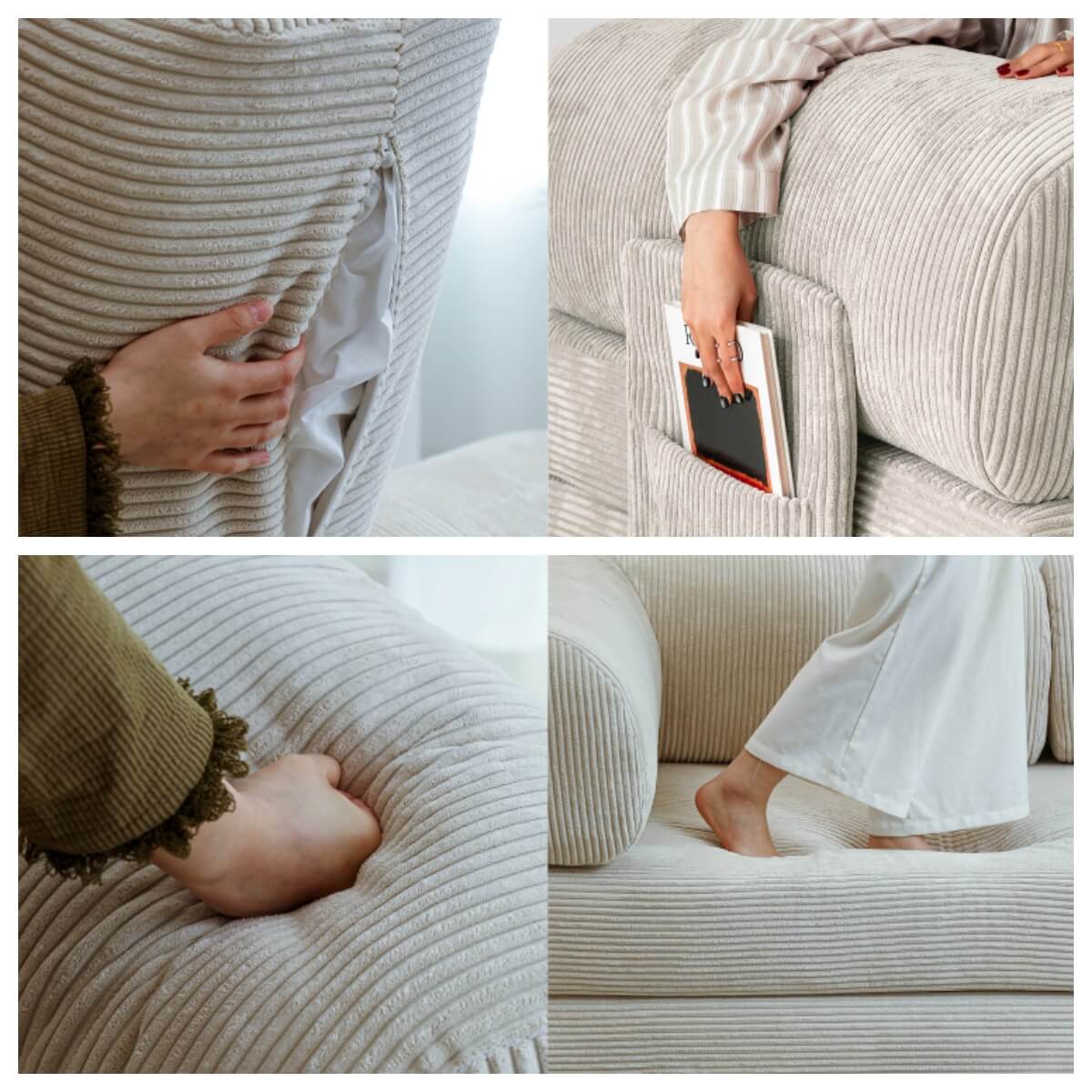 Convertible Sofa Bed With Corduroy Upholstery