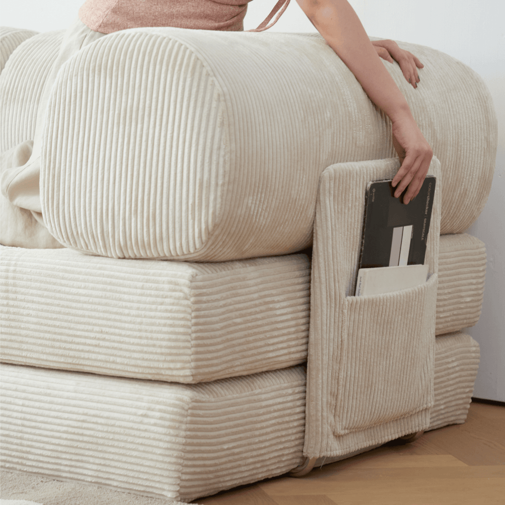 Convertible Sofa Bed With Corduroy Upholstery