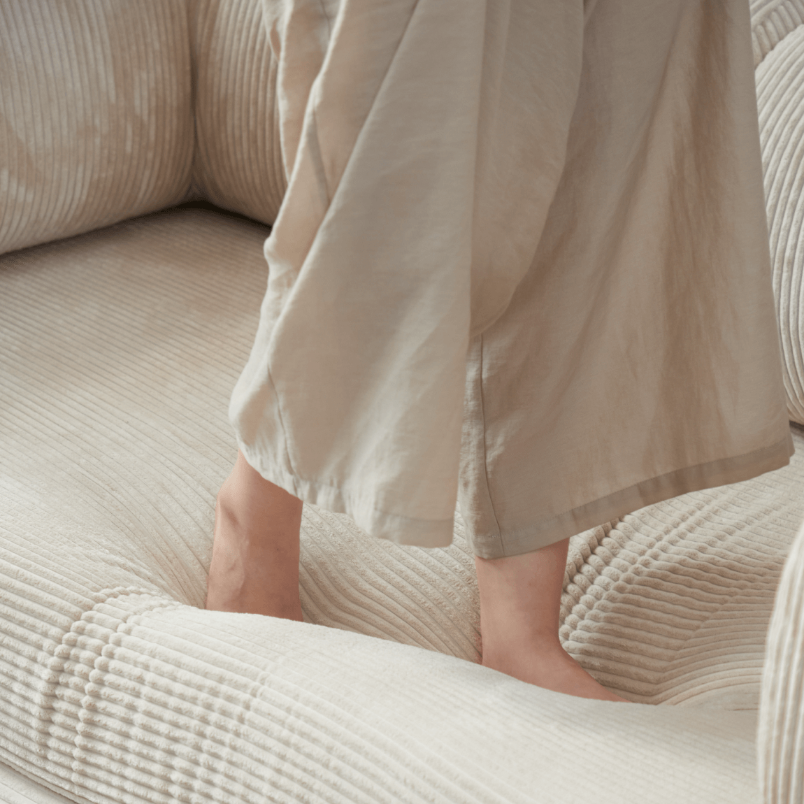 Convertible Sofa Bed With Corduroy Upholstery