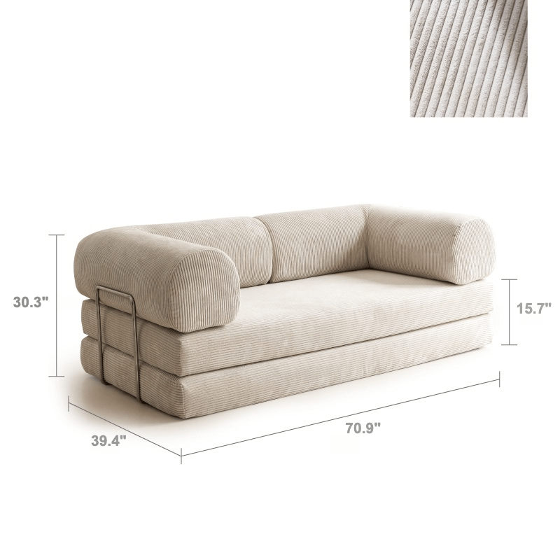Convertible Sofa Bed With Corduroy Upholstery