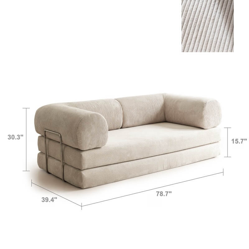 Convertible Sofa Bed With Corduroy Upholstery