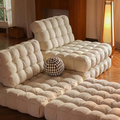 Convertible White Floor Sofa Bed Chair With Foam Fill