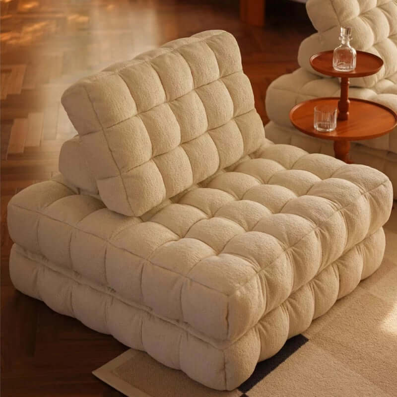 Convertible White Floor Sofa Bed Chair With Foam Fill サブ画像