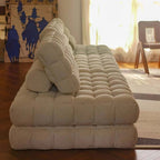 Convertible White Floor Sofa Bed Chair With Foam Fill
