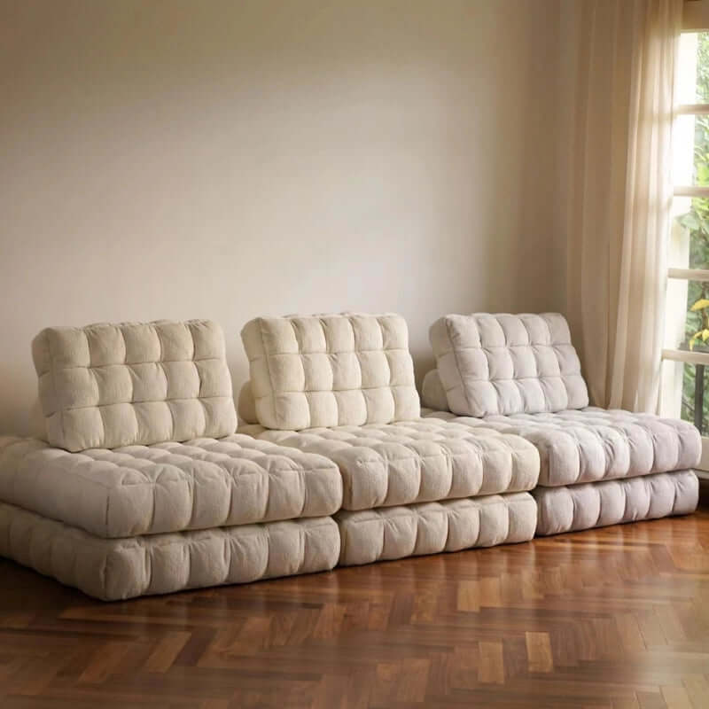 Convertible White Floor Sofa Bed Chair With Foam Fill