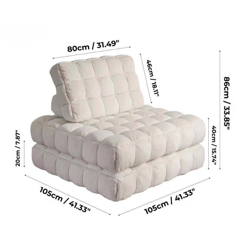 Convertible White Floor Sofa Bed Chair With Foam Fill