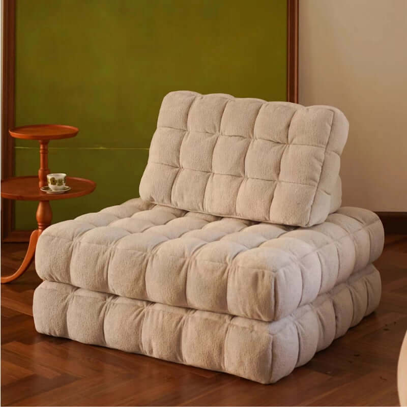 Convertible White Floor Sofa Bed Chair With Foam Fill Main Product Image メイン画像