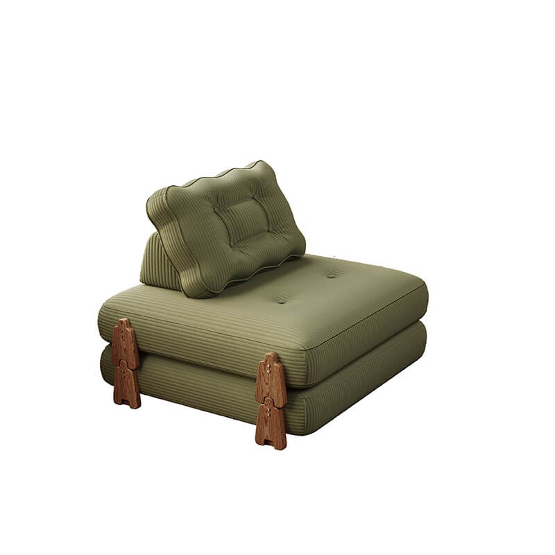 Convertible Wood Frame Floor Sofa Bed With Corduroy