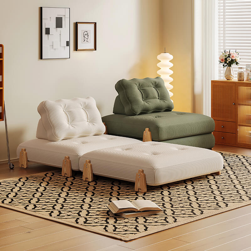 Convertible Wood Frame Floor Sofa Bed With Corduroy Main Product Image