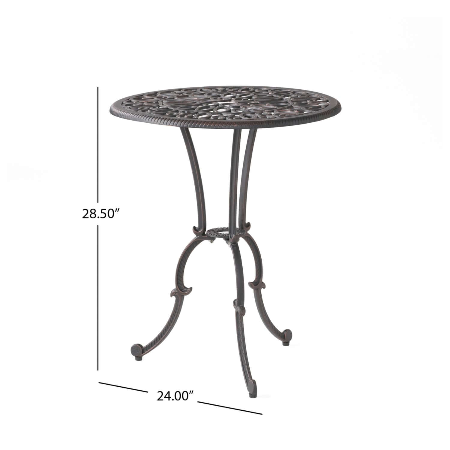 Copper Finish Metal 3-Piece Bistro Set with Floral Design
