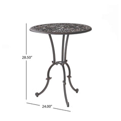 Copper Finish Metal 3-Piece Bistro Set with Floral Design