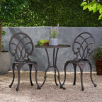 Copper Finish Metal 3-Piece Bistro Set with Floral Design