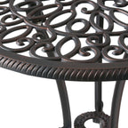 Copper Finish Metal 3-Piece Bistro Set with Floral Design