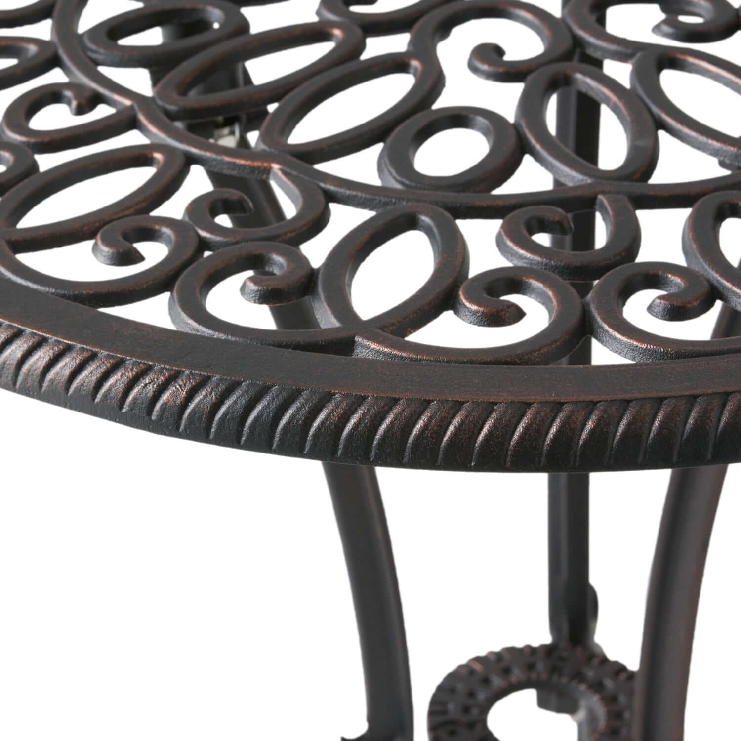 Copper Finish Metal 3-Piece Bistro Set with Floral Design
