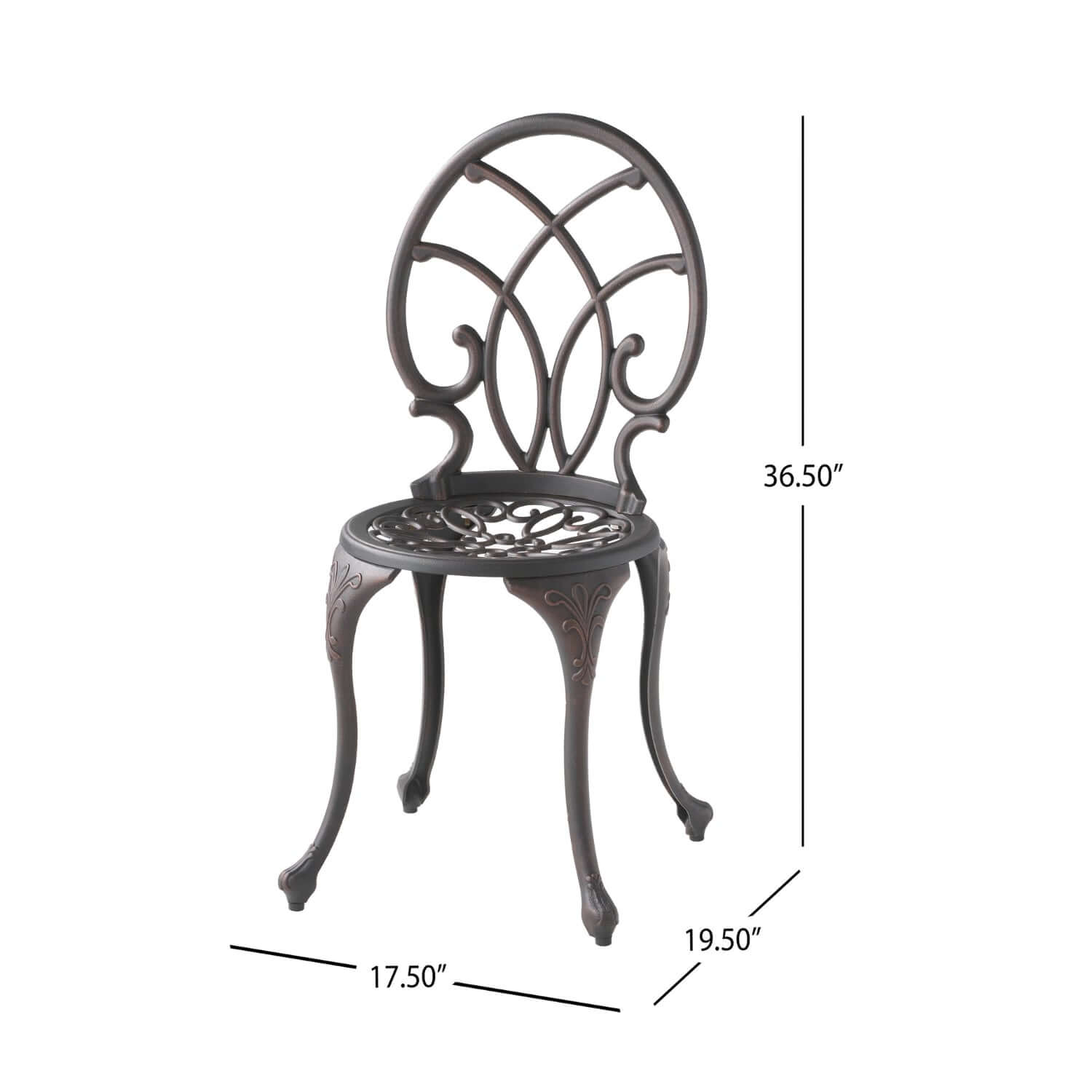 Copper Finish Metal 3-Piece Bistro Set with Floral Design