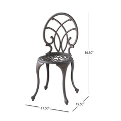 Copper Finish Metal 3-Piece Bistro Set with Floral Design