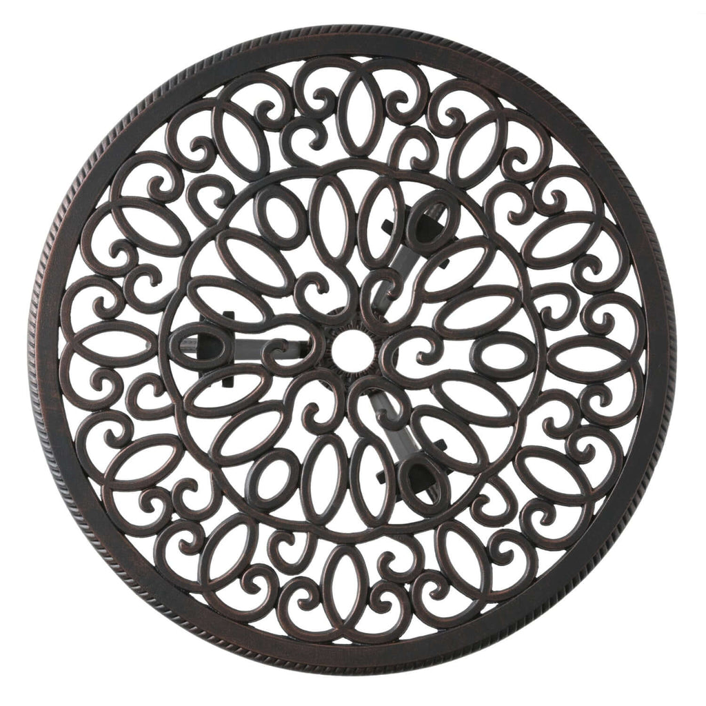 Copper Finish Metal 3-Piece Bistro Set with Floral Design