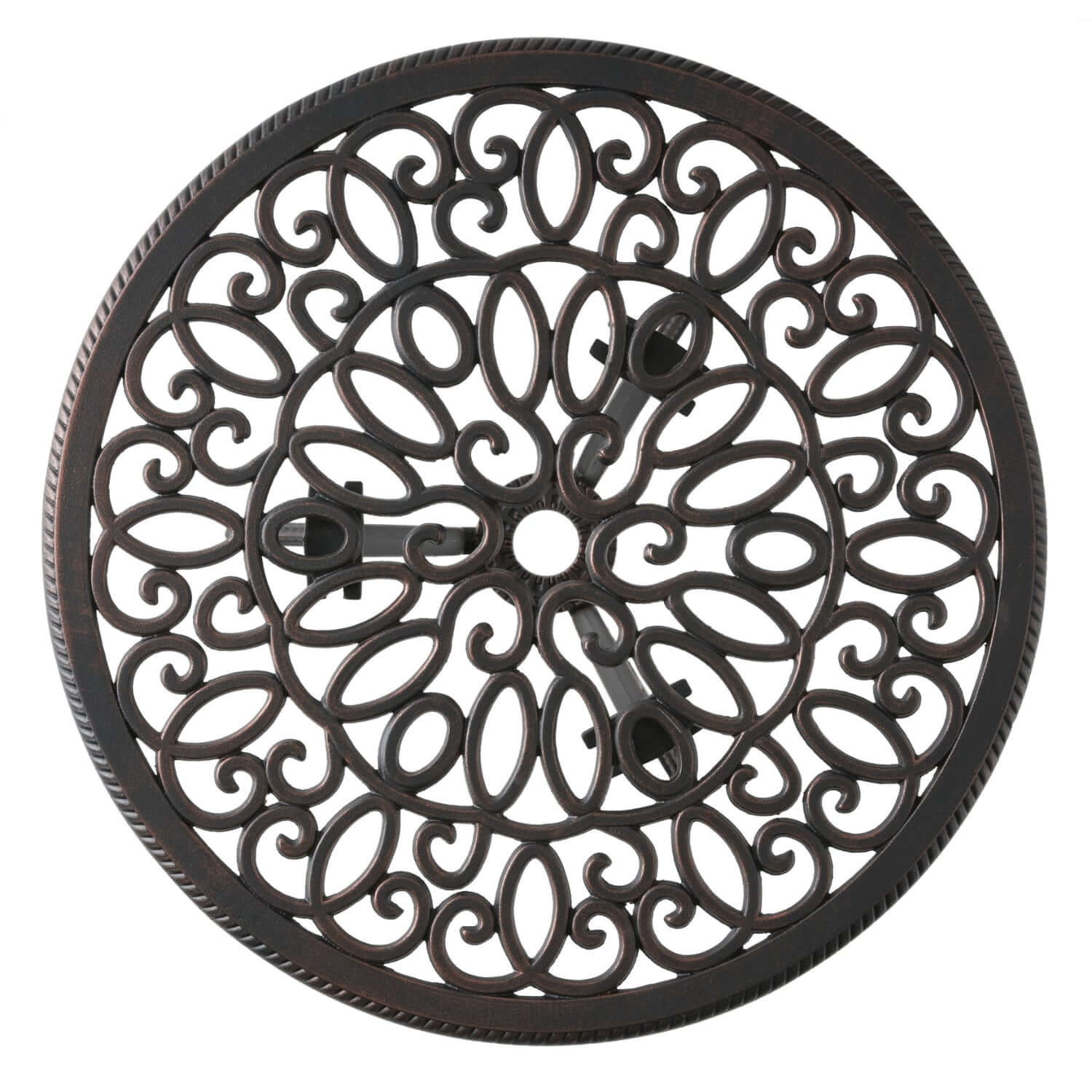 Copper Finish Metal 3-Piece Bistro Set with Floral Design