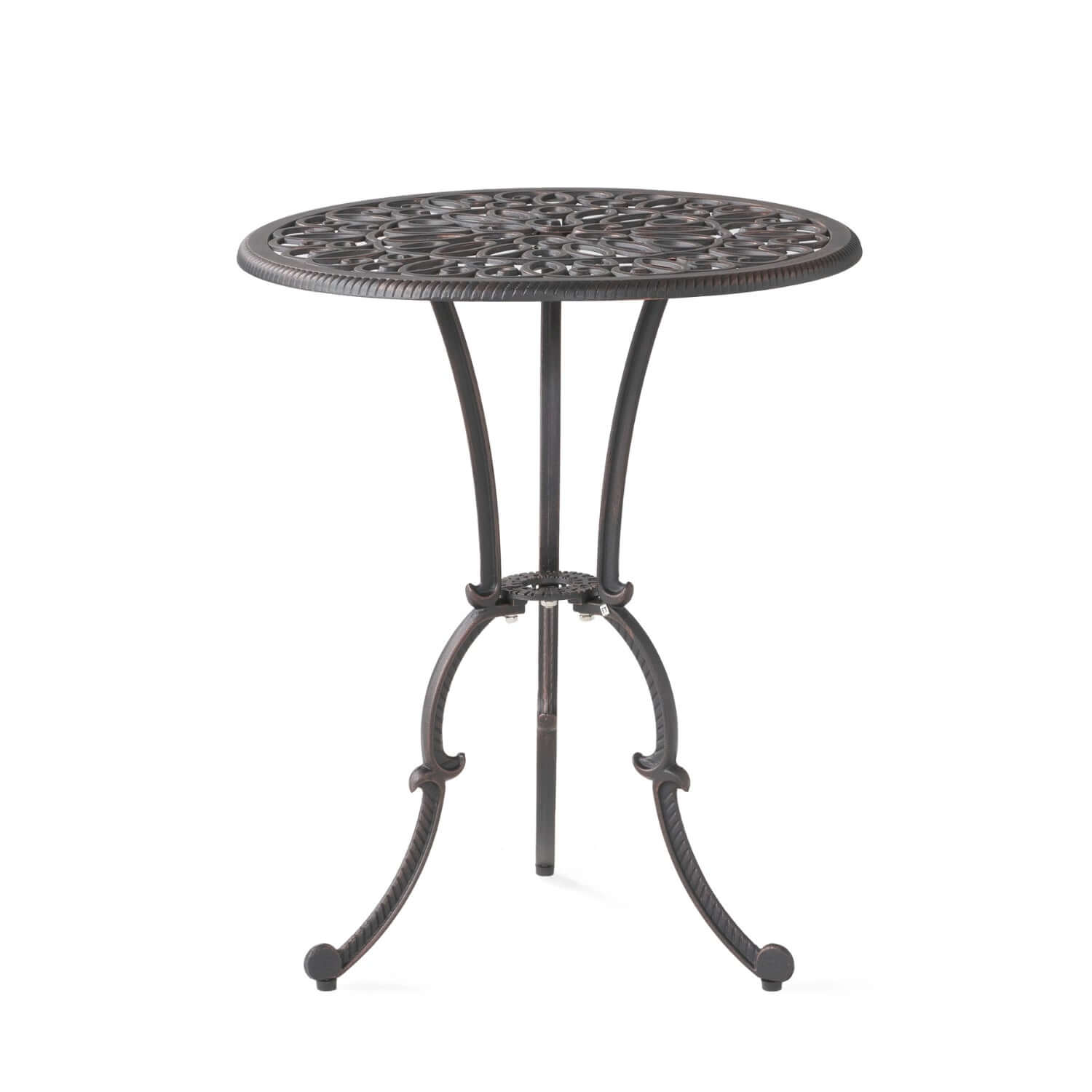 Copper Finish Metal 3-Piece Bistro Set with Floral Design