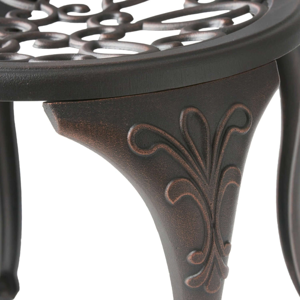 Copper Finish Metal 3-Piece Bistro Set with Floral Design