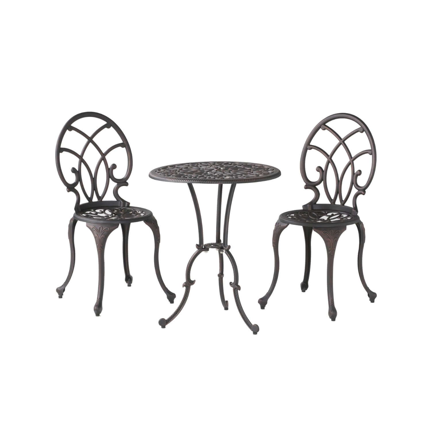 Copper Finish Metal 3-Piece Bistro Set with Floral Design Main Product Image メイン画像