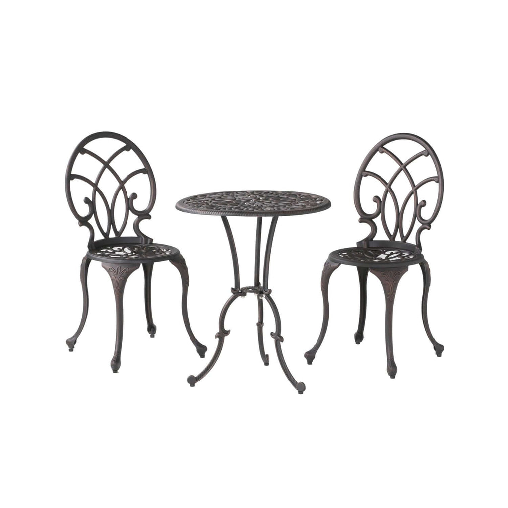Copper Finish Metal 3-Piece Bistro Set with Floral Design Main Product Image