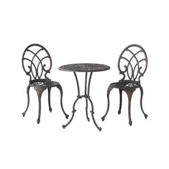 Copper Finish Metal 3-Piece Bistro Set with Floral Design Main Product Image