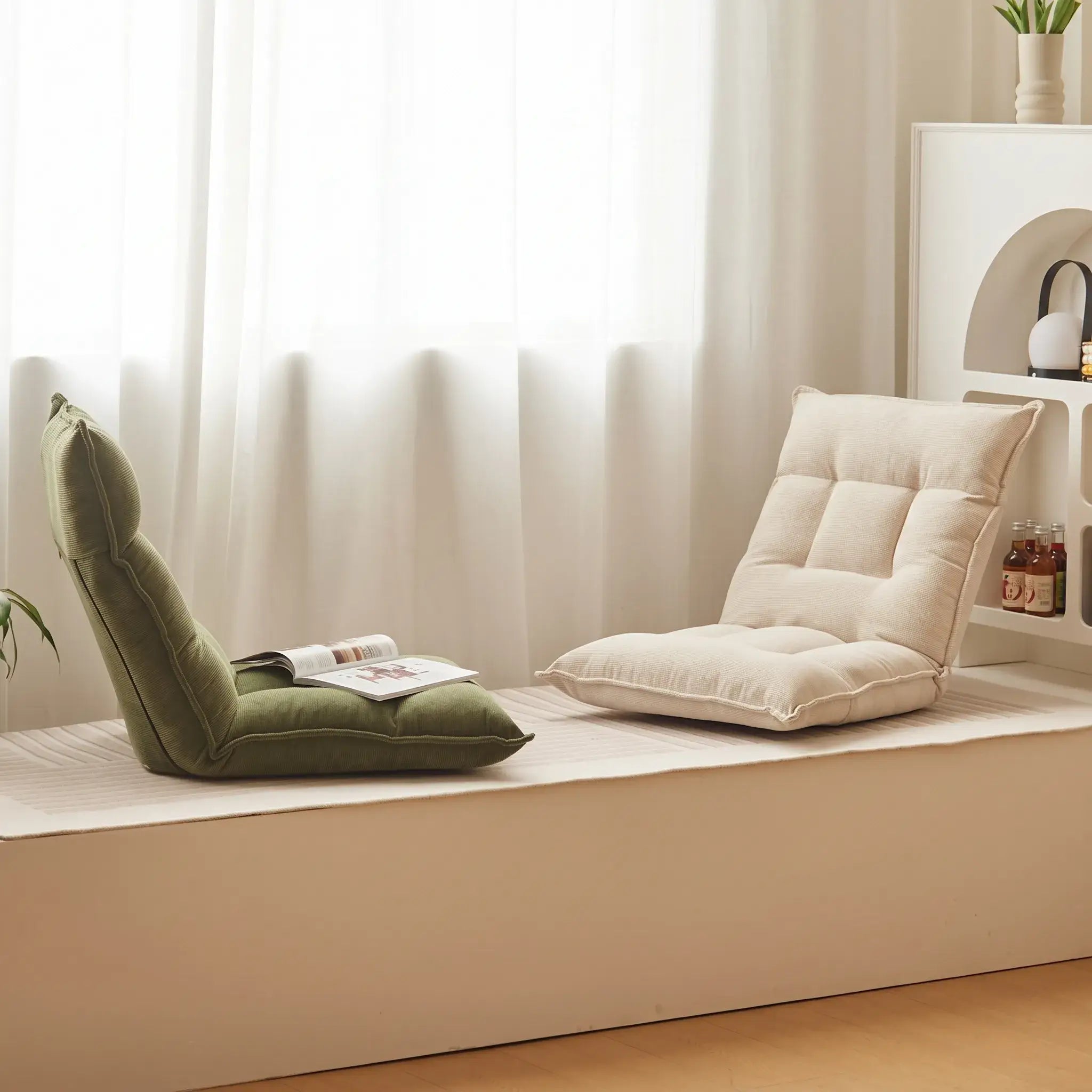 Corduroy Floor Meditation Chair, Foldable Adjustable Lounge Seat