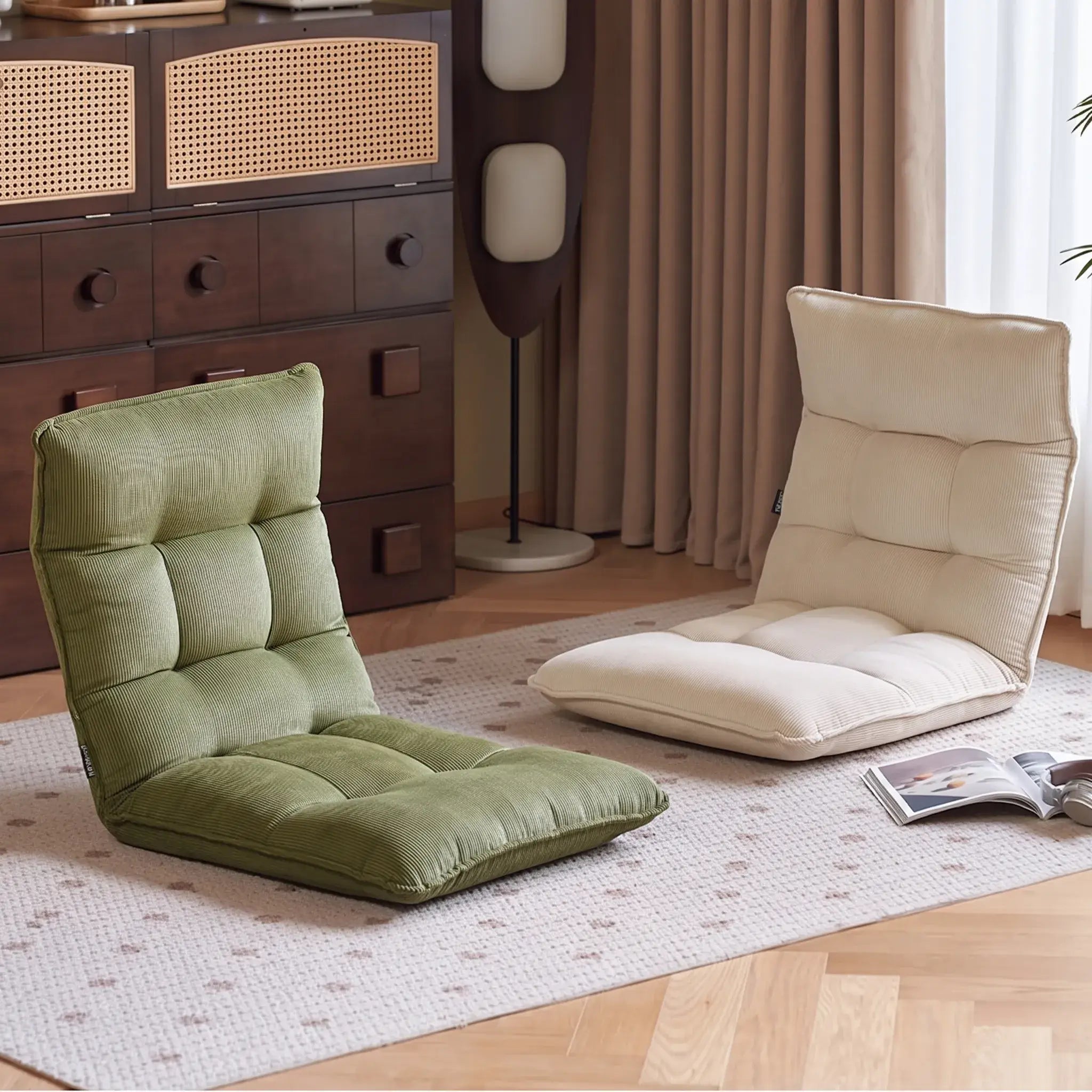 Corduroy Floor Meditation Chair, Foldable Adjustable Lounge Seat Main Product Image