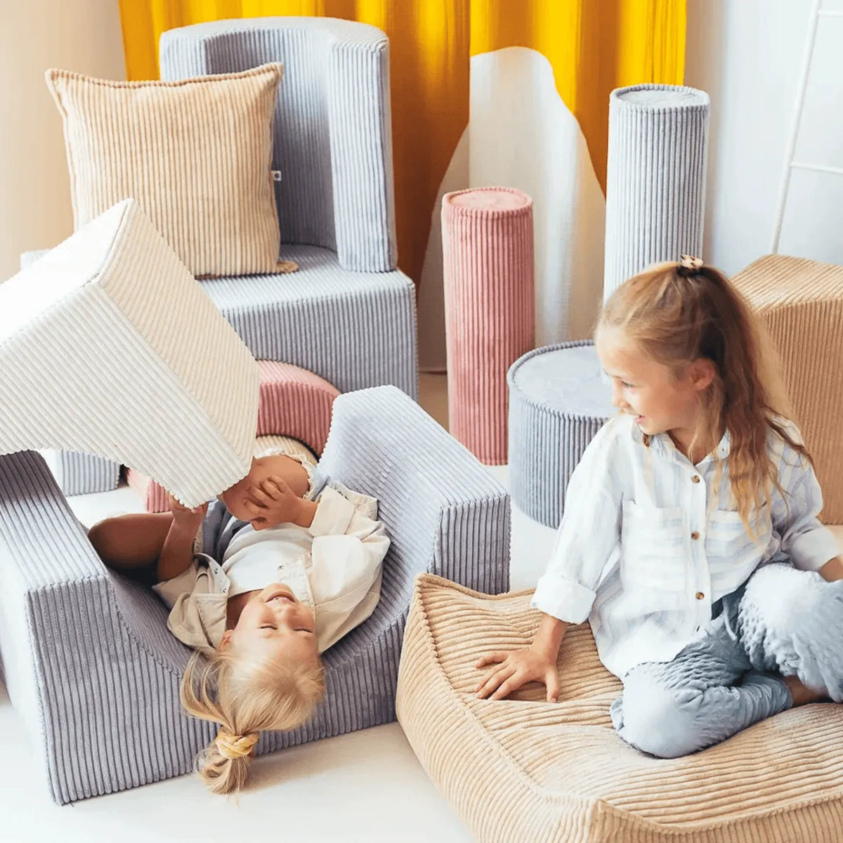 Corduroy Modular Play Sofa with Arch Blocks for Reading and Creative Play