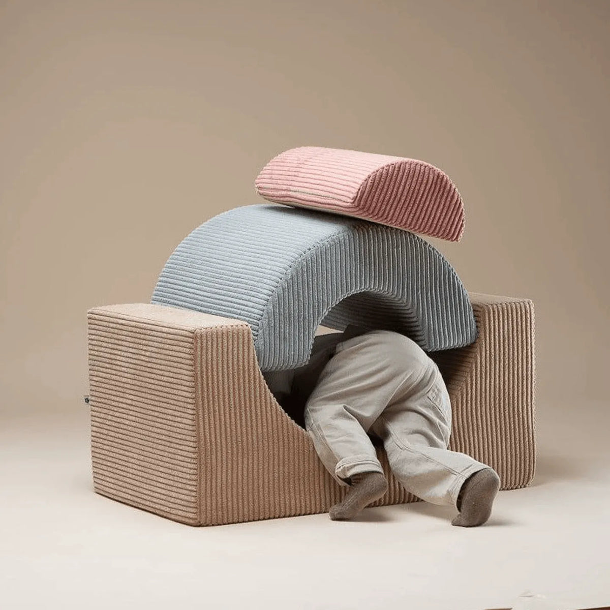 Corduroy Modular Play Sofa with Arch Blocks for Reading and Creative Play
