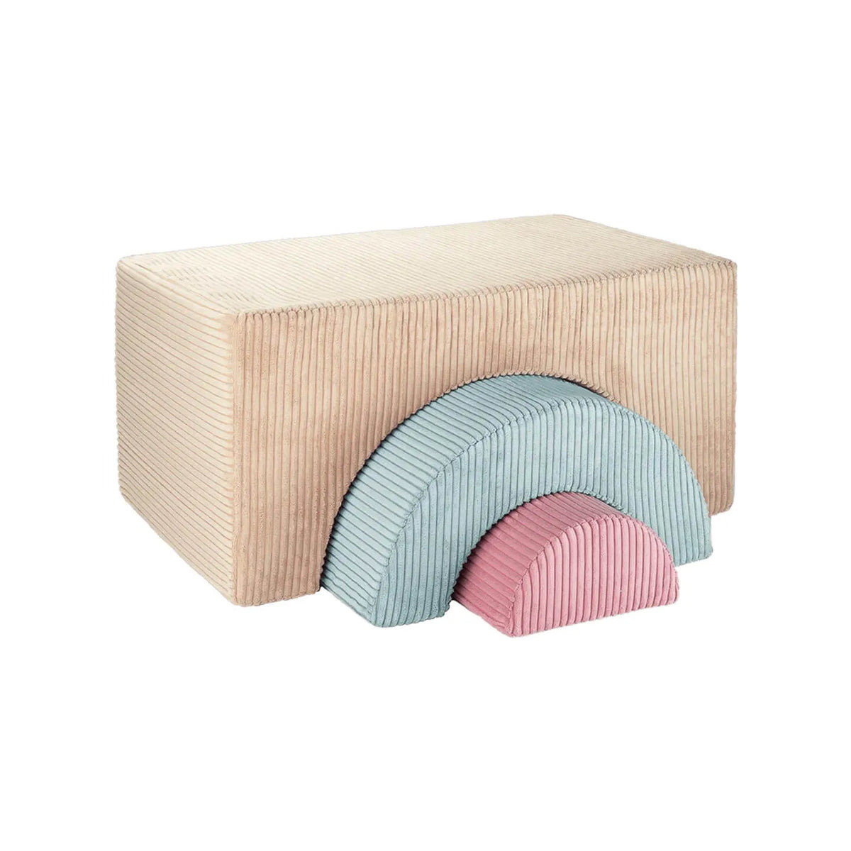 Corduroy Modular Play Sofa with Arch Blocks for Reading and Creative Play
