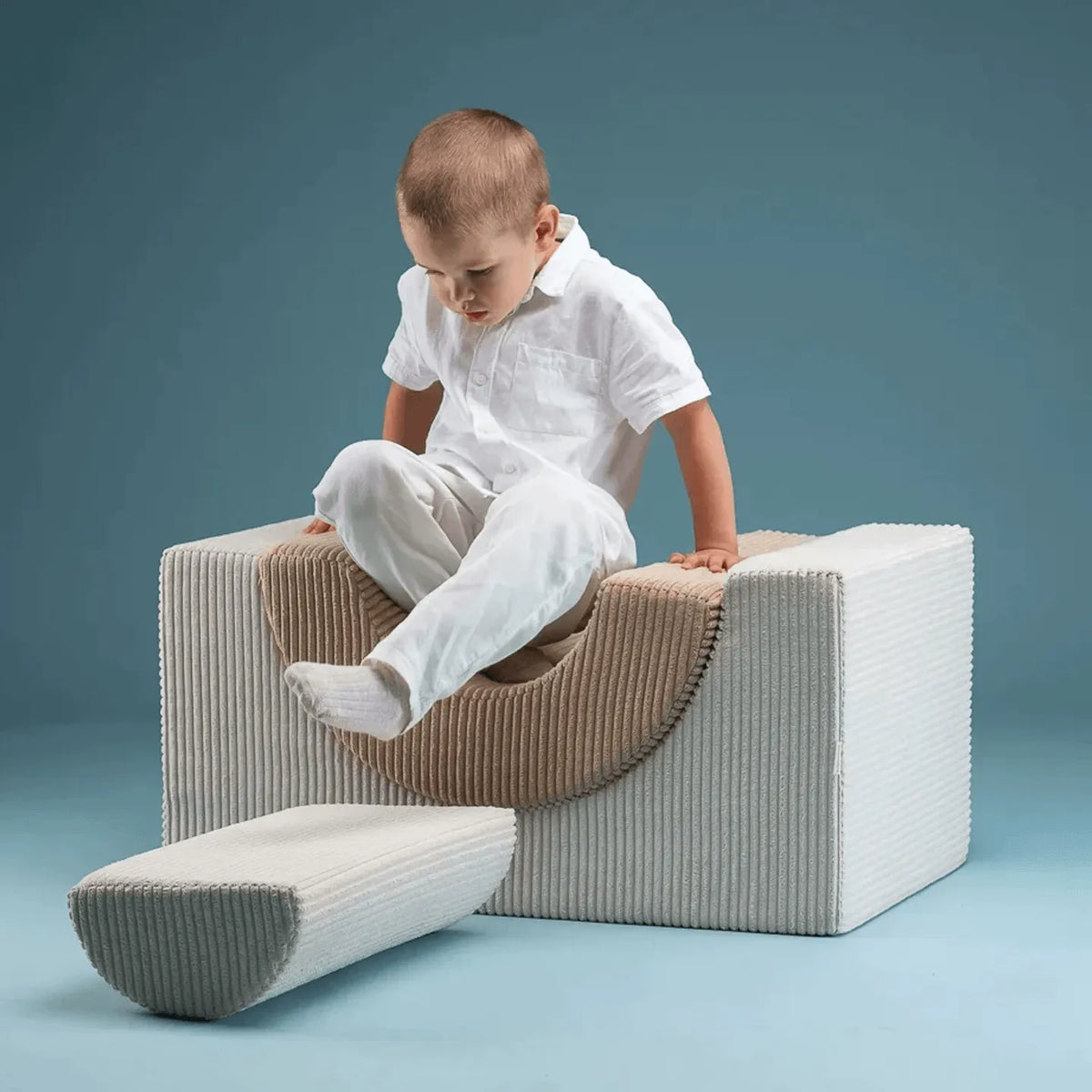 Corduroy Modular Play Sofa with Arch Blocks for Reading and Creative Play