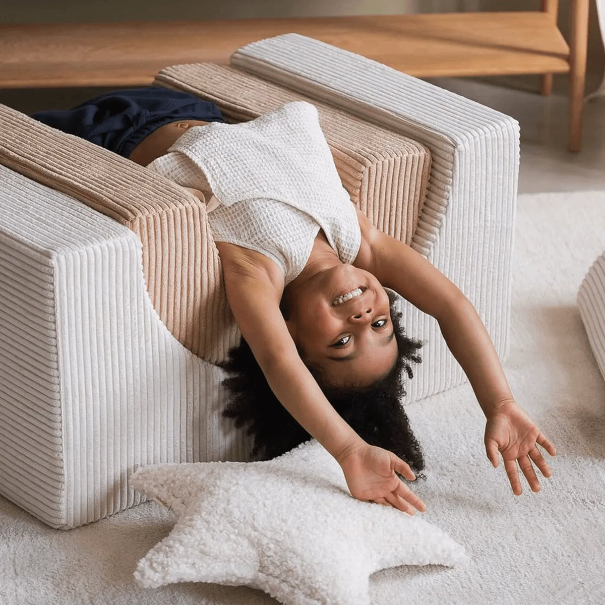 Corduroy Modular Play Sofa with Arch Blocks for Reading and Creative Play