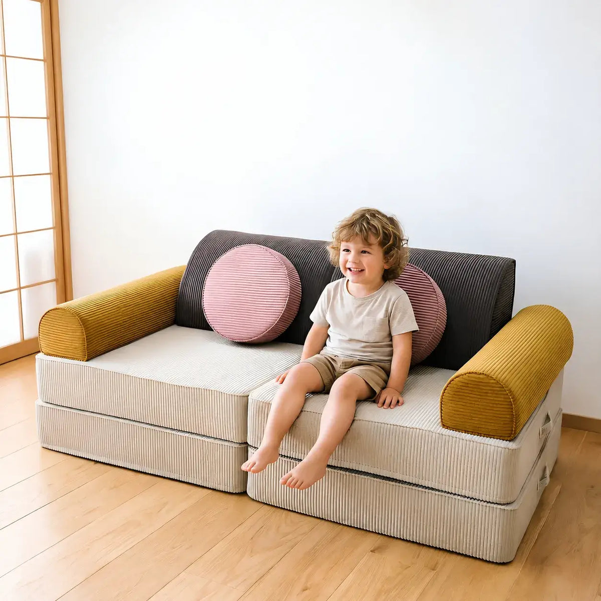 Corduroy Modular Play Sofa With Sculptural Blocks for Cozy Family Corners