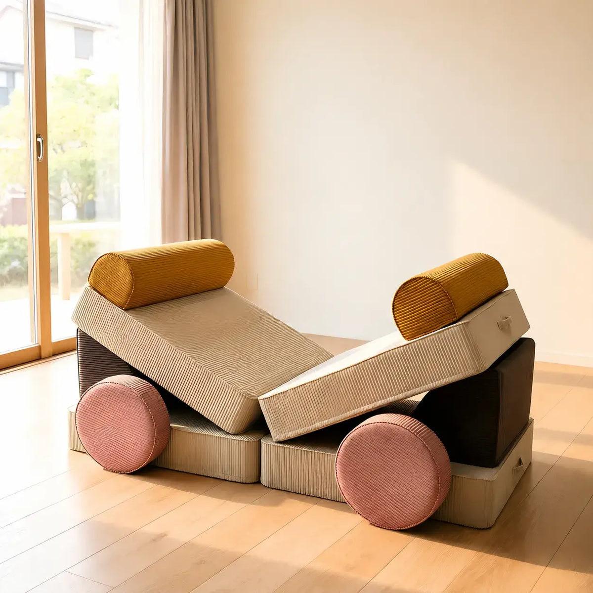 Corduroy Modular Play Sofa With Sculptural Blocks for Cozy Family Corners