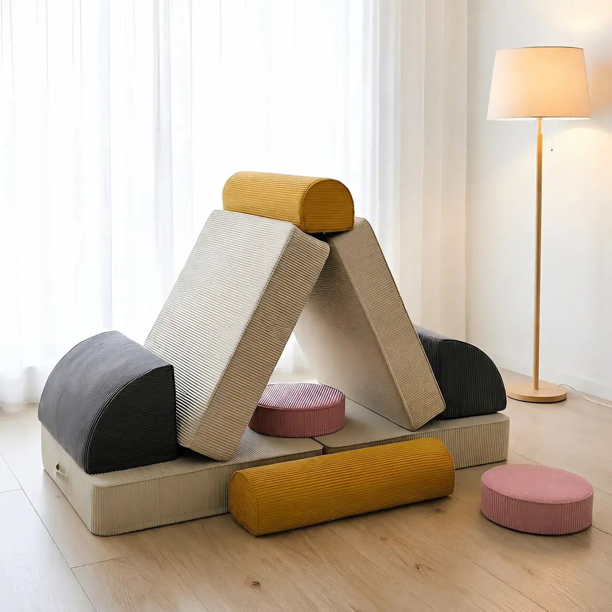 Corduroy Modular Play Sofa With Sculptural Blocks for Cozy Family Corners