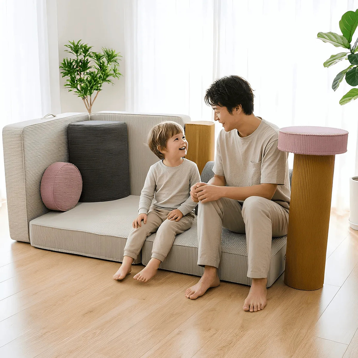 Corduroy Modular Play Sofa With Sculptural Blocks for Cozy Family Corners