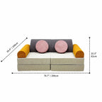 Corduroy Modular Play Sofa With Sculptural Blocks for Cozy Family Corners Dimensions