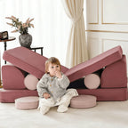 Corduroy Modular Play Sofa with Soft Rounded Blocks and Convertible Layouts